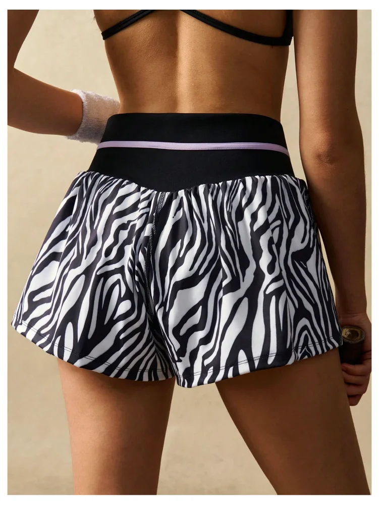 MAKEMECHIC Zebra Striped Tennis Shorts, view 3