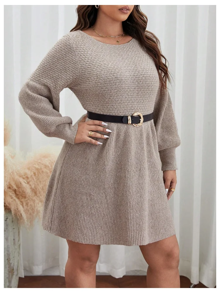MAKEMECHIC Long Sleeve Crew Neck Jumper Dress, view 2