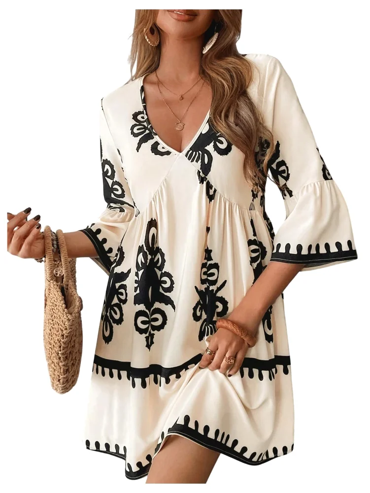 MAKEMECHIC Cruise Paisley V-Neck Matching Set