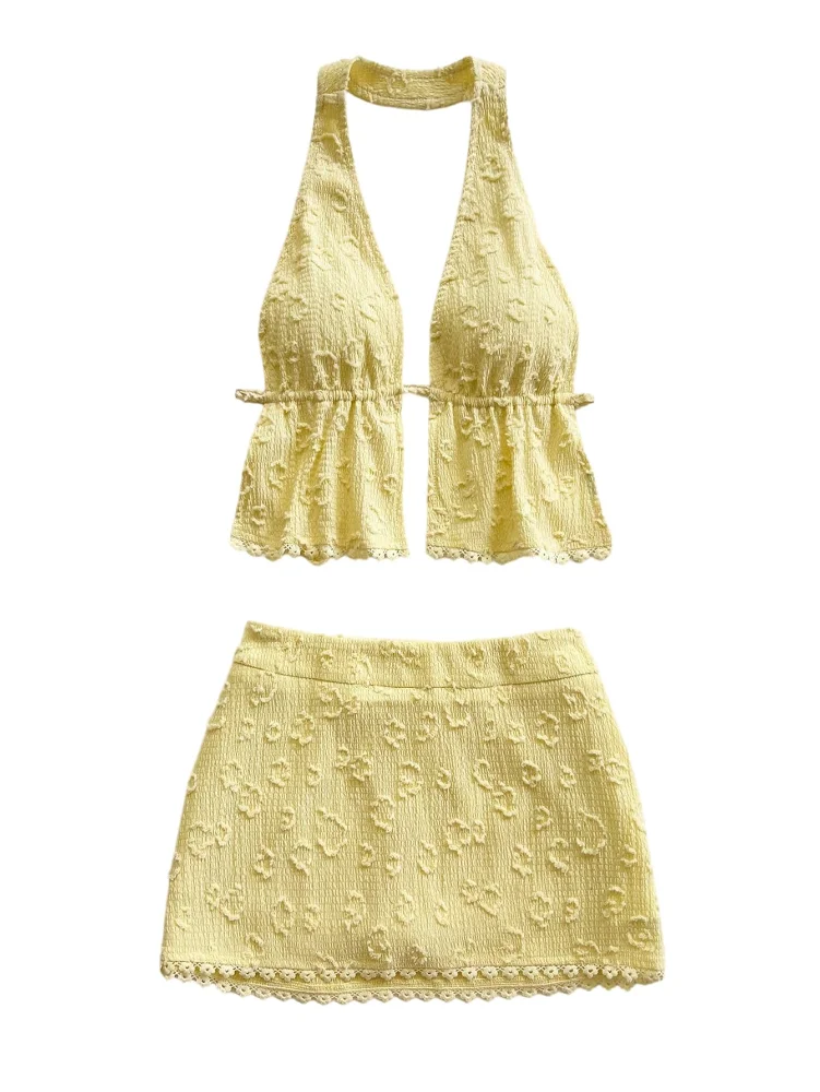MAKEMECHIC Backless Crop Bodycon Skirt Set