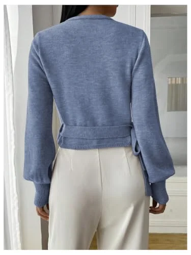 MAKEMECHIC Wrap V-Neck Bishop Cardigan, view 3