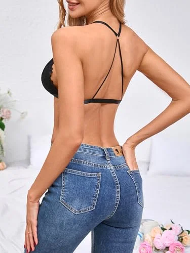 MAKEMECHIC Lace Sheer Front Closure Bra, view 2