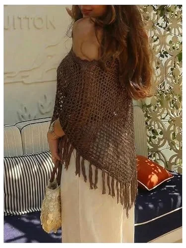 MAKEMECHIC Fringe Sequin Crochet Sweater, view 3