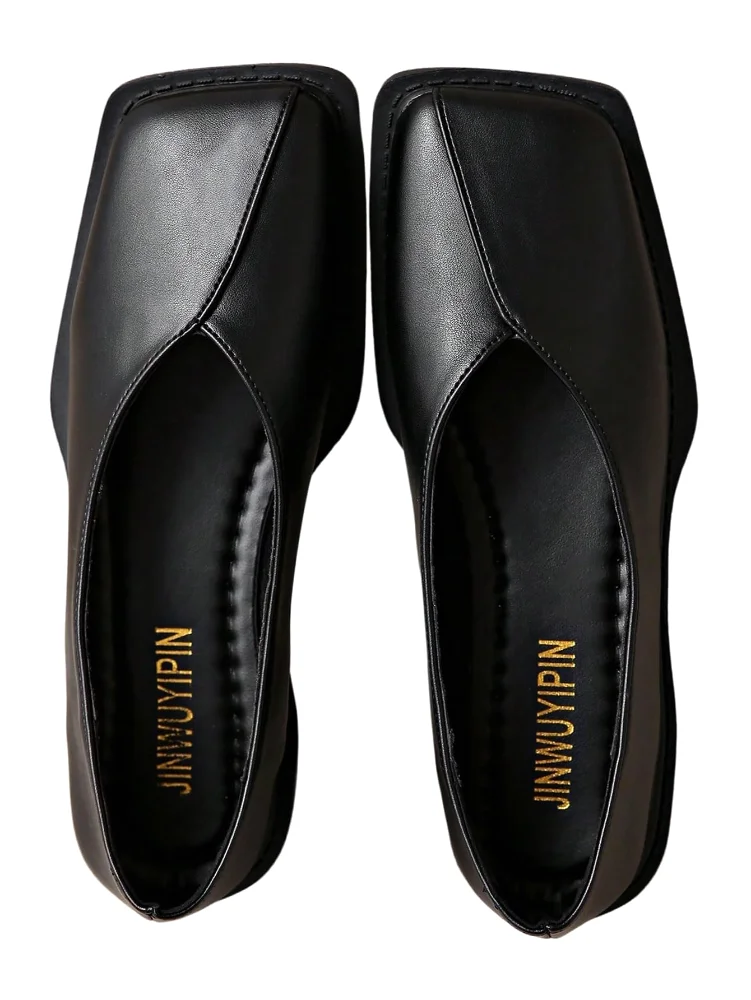 MAKEMECHIC Leather Ballet Square Flats