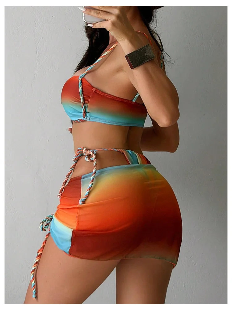 MAKEMECHIC Twisted Tie Side Bikini Set, view 3