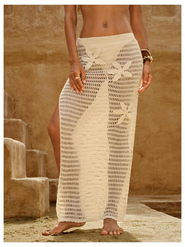 MAKEMECHIC Crochet Long Side Beach Cover-Up, view 2