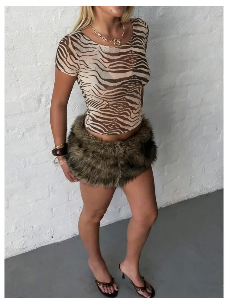 MAKEMECHIC Zebra Mesh Striped Shorts, view 3