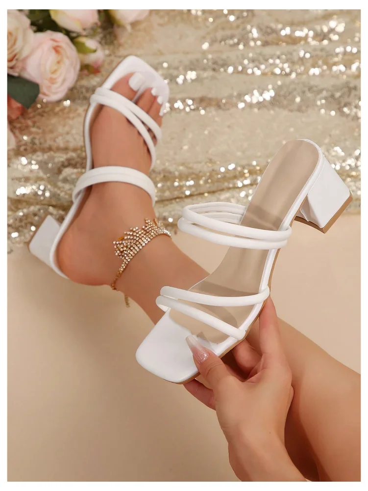 MAKEMECHIC PU Leather Square Open Sandals, view 3