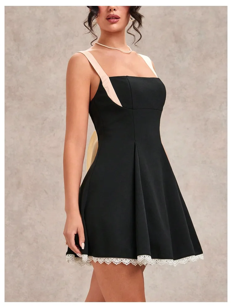 MAKEMECHIC Bow Back Lace Mini Dress, view 3