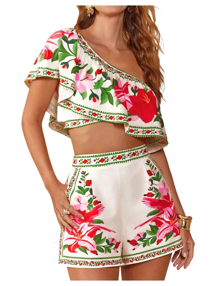 MAKEMECHIC Mini Floral Tropical Shorts