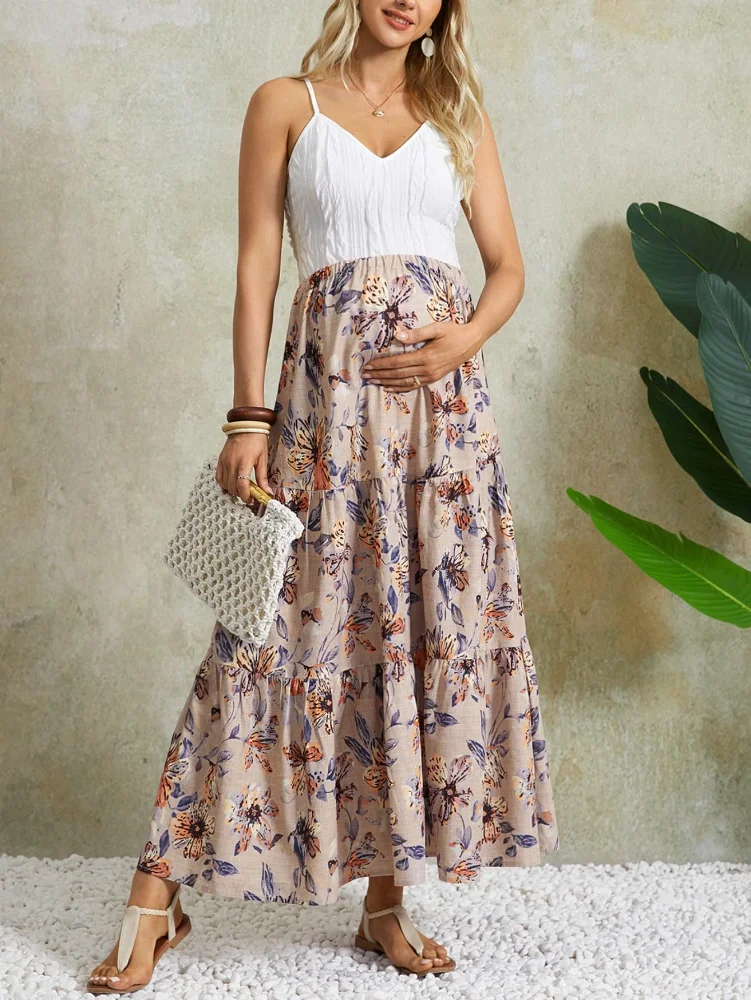 MAKEMECHIC High Elastic Waist Maternity Maxi Skirt, view 3