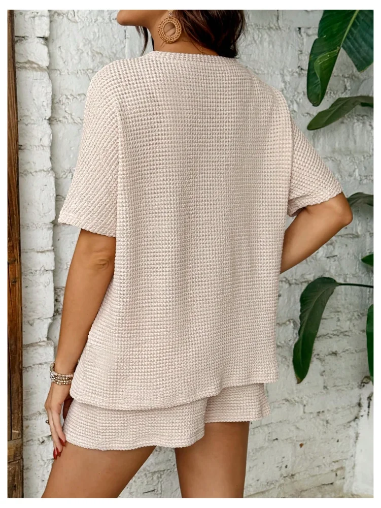 MAKEMECHIC Waffle Knit Drawstring Maternity Two-Piece Set, view 2