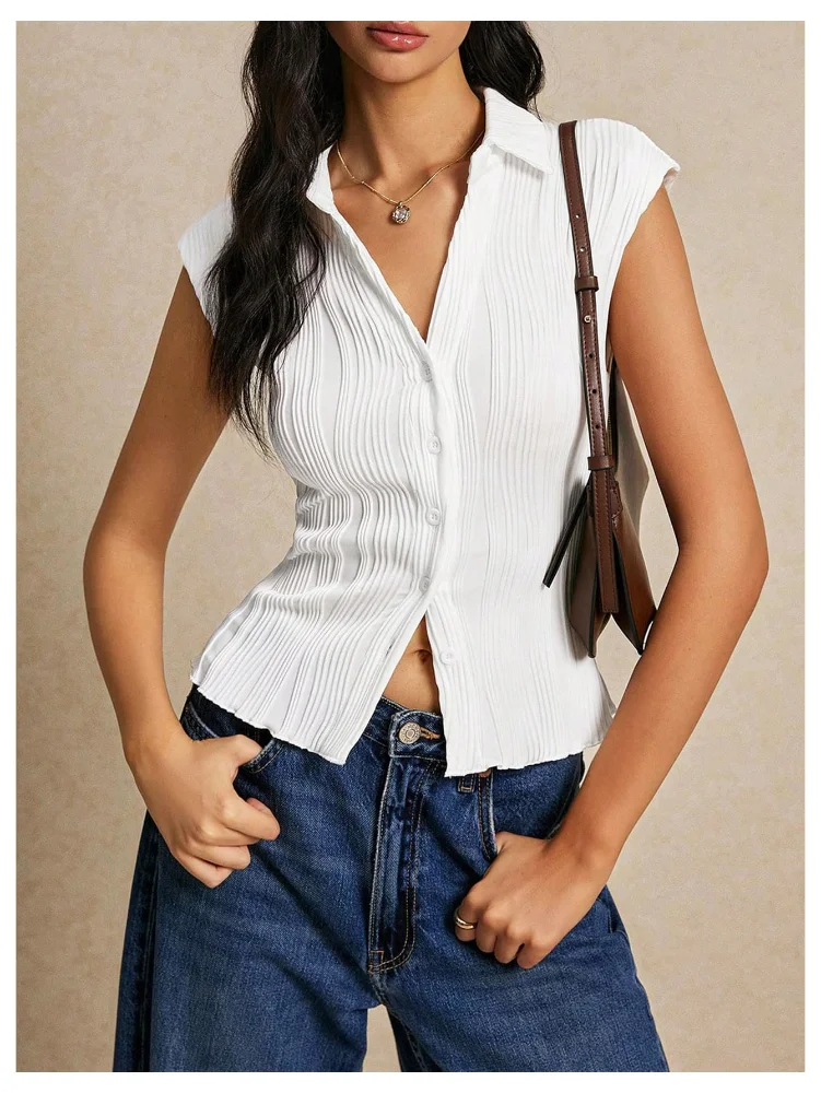 MAKEMECHIC Button Down Short Sleeve Textured Cardigan, view 2
