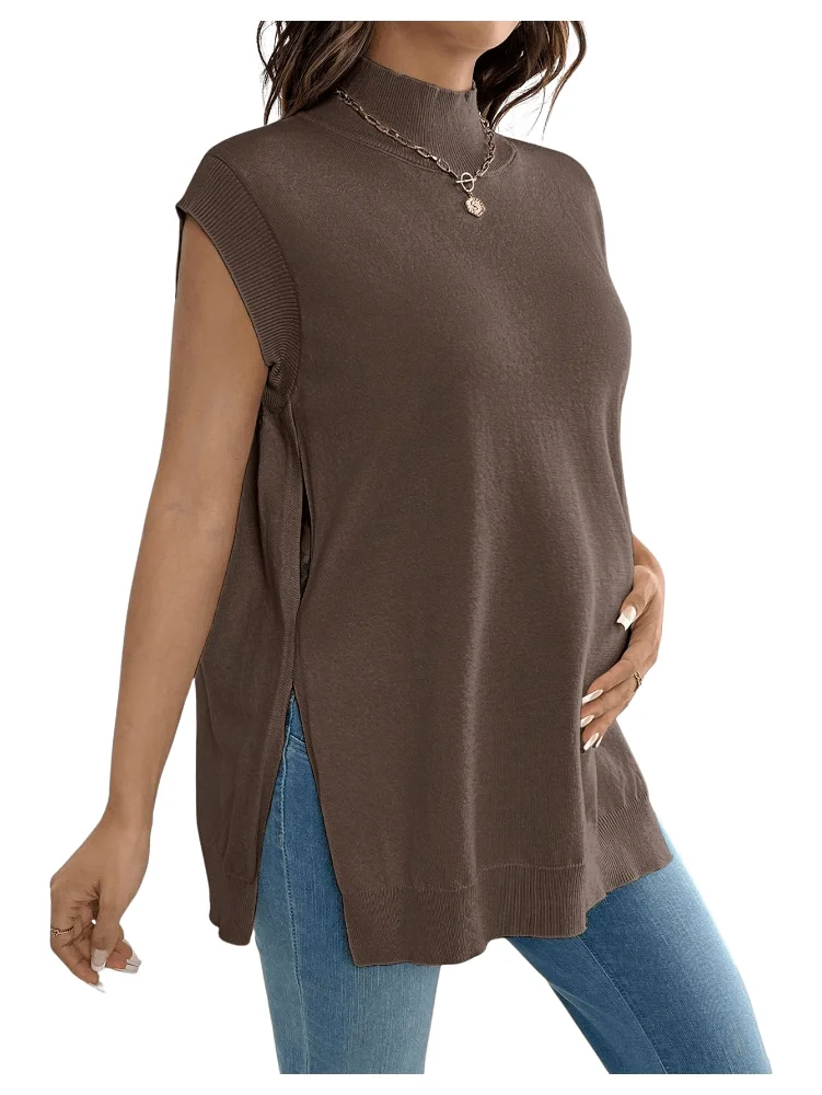 MAKEMECHIC Mock Neck Knit Maternity Sweater Vest