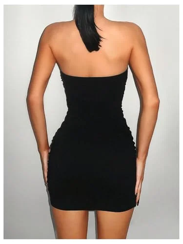 MAKEMECHIC Deep V-Neck Strapless Mini Dress, view 3