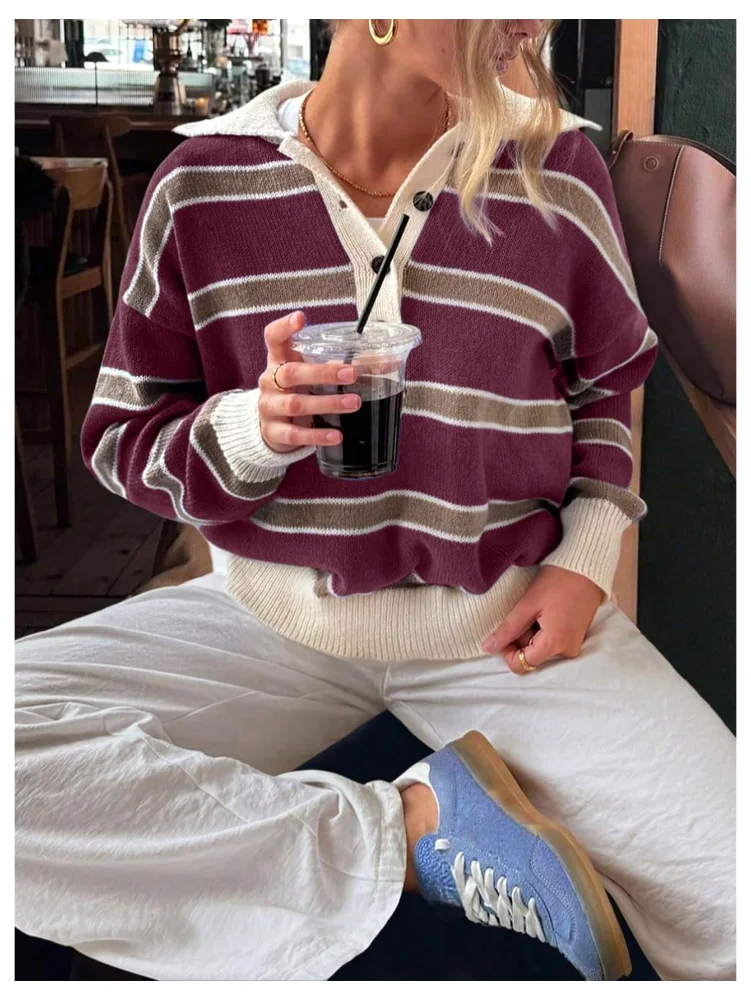 MAKEMECHIC Striped Rugby Button Down Sweater, view 2