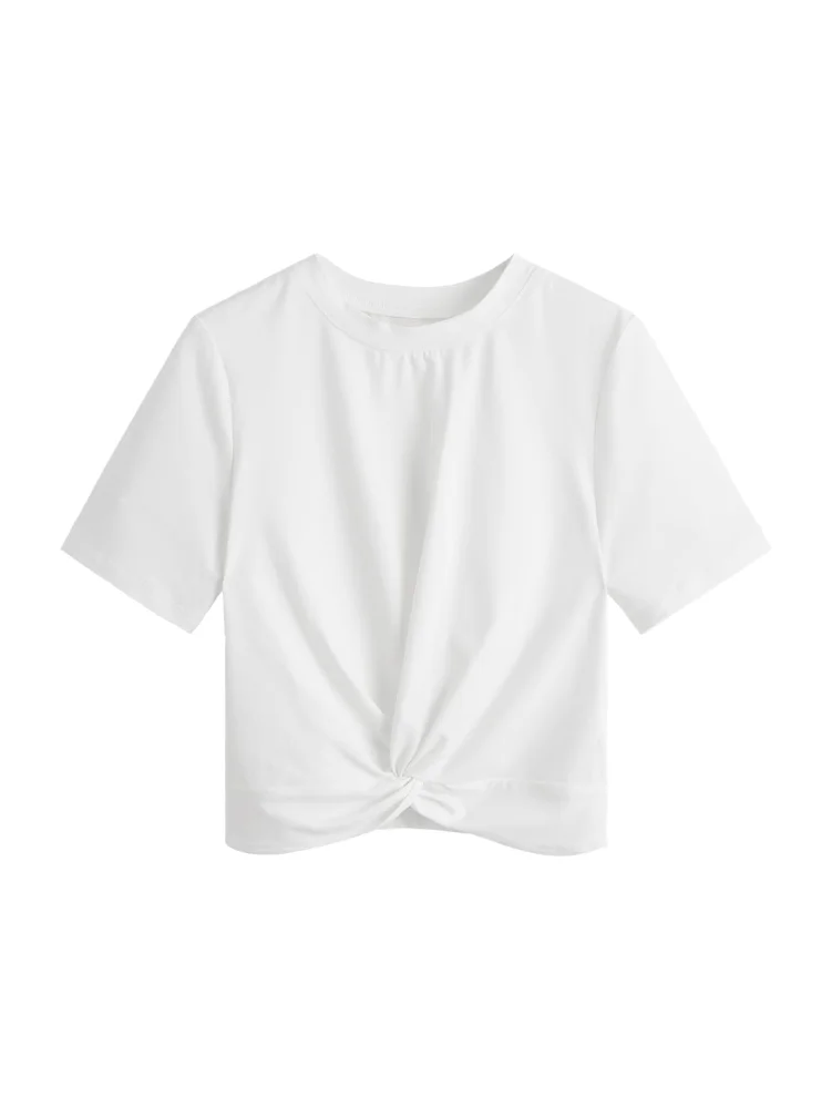 MAKEMECHIC Crop Short Sleeve Twist Shorts