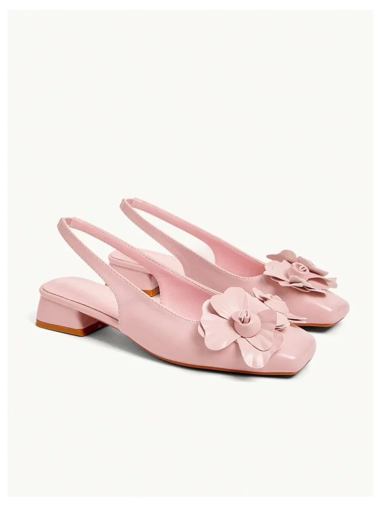 MAKEMECHIC Floral Slingback Square Heels, view 3