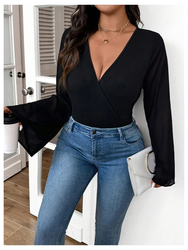 MAKEMECHIC Mesh Wrap Leotard Bodysuit, view 2