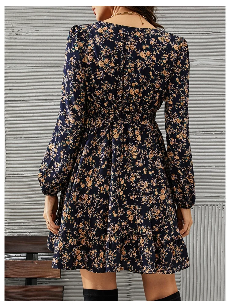 MAKEMECHIC Floral Lace Deep Mini Dress, view 3