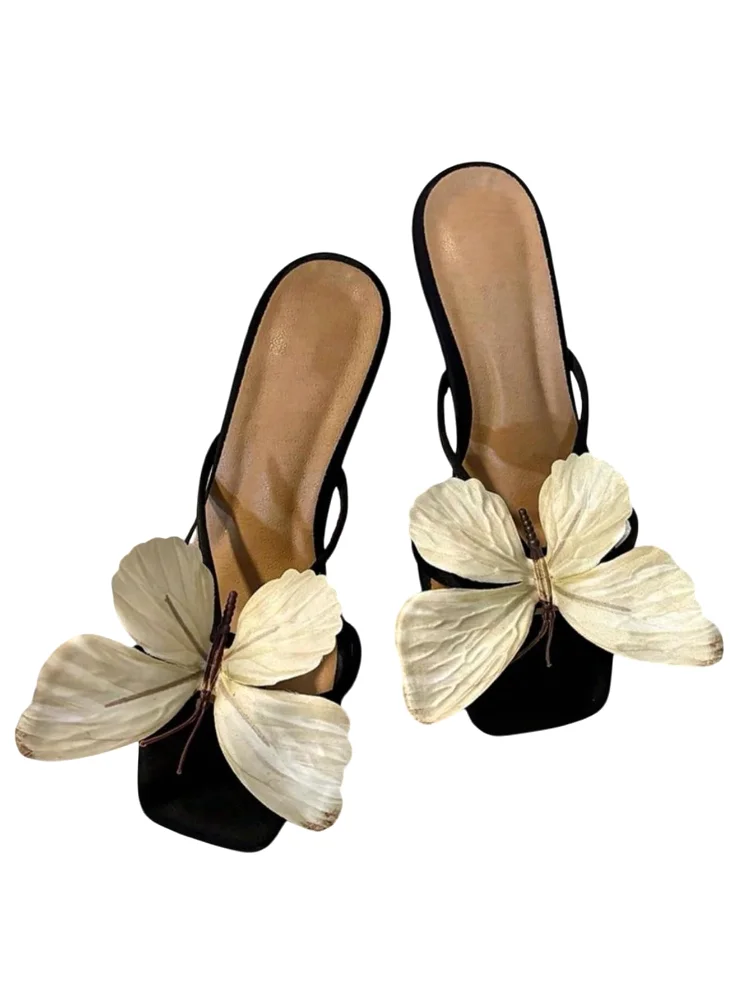 MAKEMECHIC Butterfly Heeled Leather Sandals
