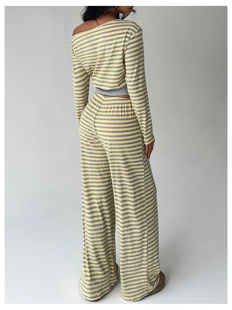 MAKEMECHIC Striped Matching Pants Set, view 3