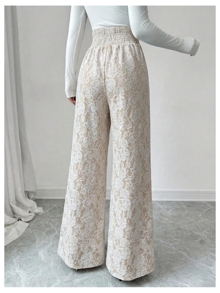 MAKEMECHIC Floral Lace Wide Leg Dress, view 3