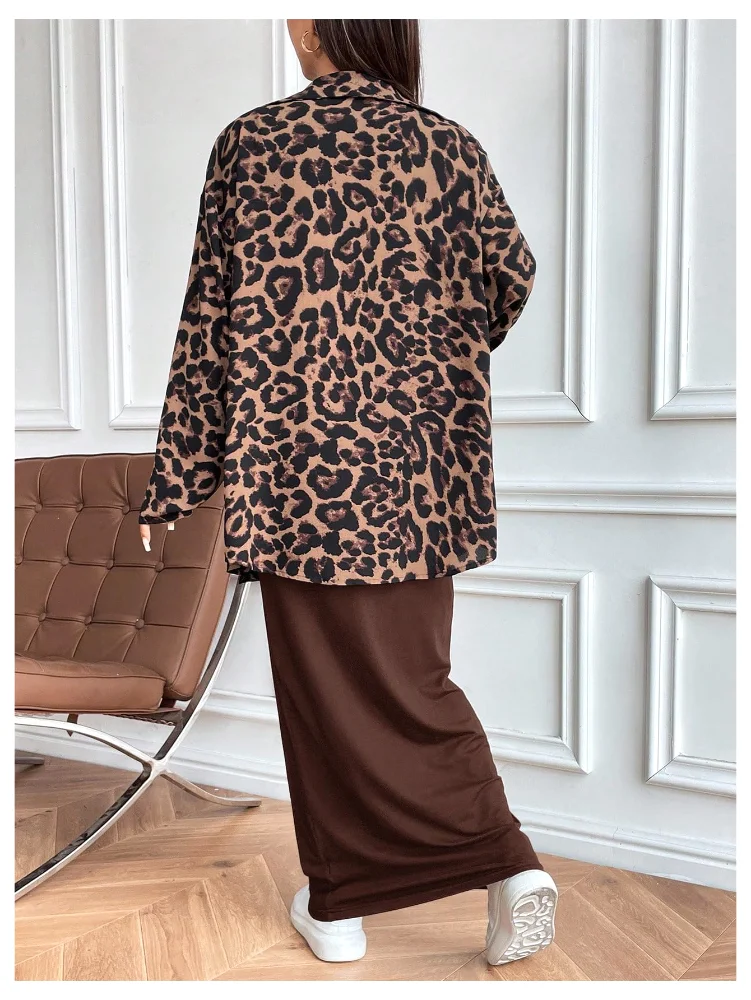 MAKEMECHIC Maternity Two-Piece Set, leopard, view 3