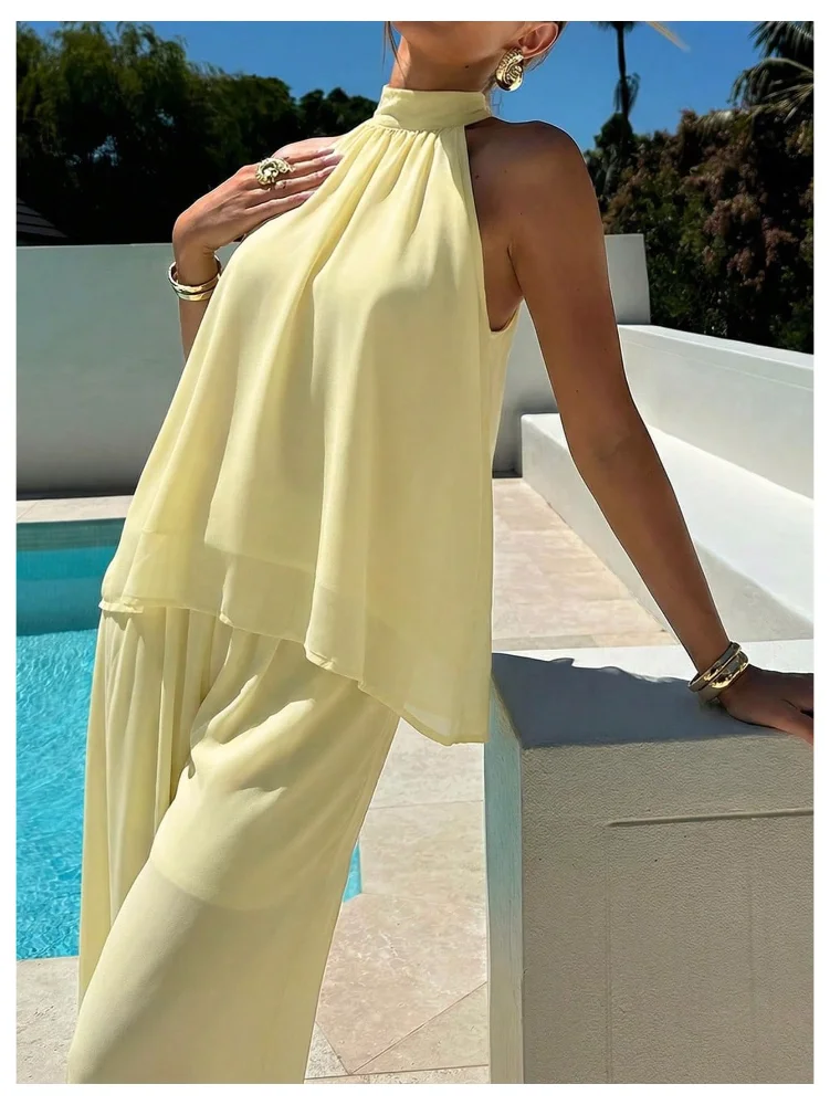 MAKEMECHIC Wide Leg Two-Piece Set, view 3