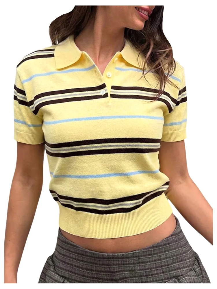MAKEMECHIC Striped Rugby Button Up Sweater