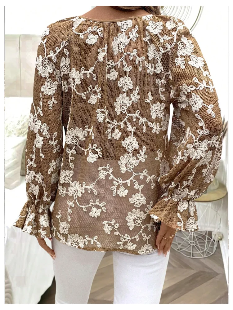 MAKEMECHIC Floral Button Down Long Shirt, view 3
