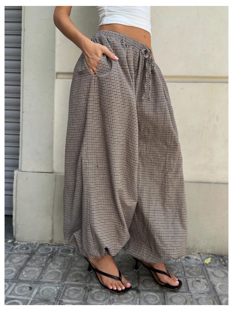 MAKEMECHIC Plaid Baggy Wide Leg Pants, view 3