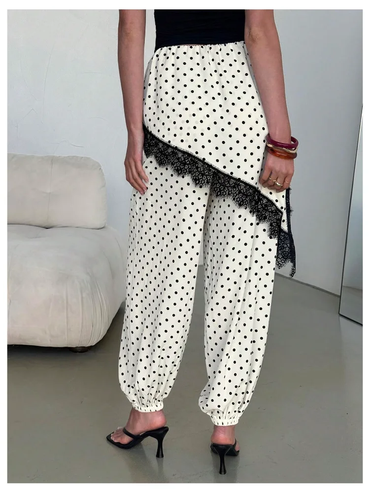 MAKEMECHIC Polka Dot Lace High Waist Skirt, view 3