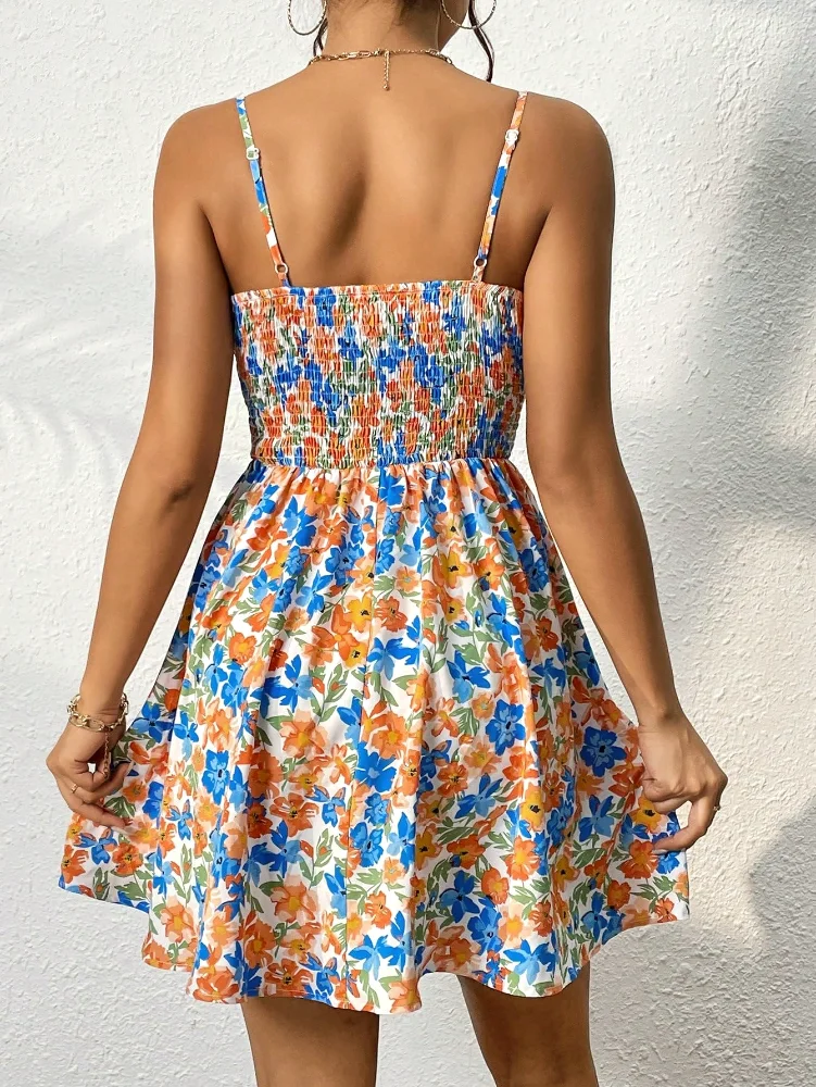 MAKEMECHIC Floral Cut Out Flowy Dress, view 2