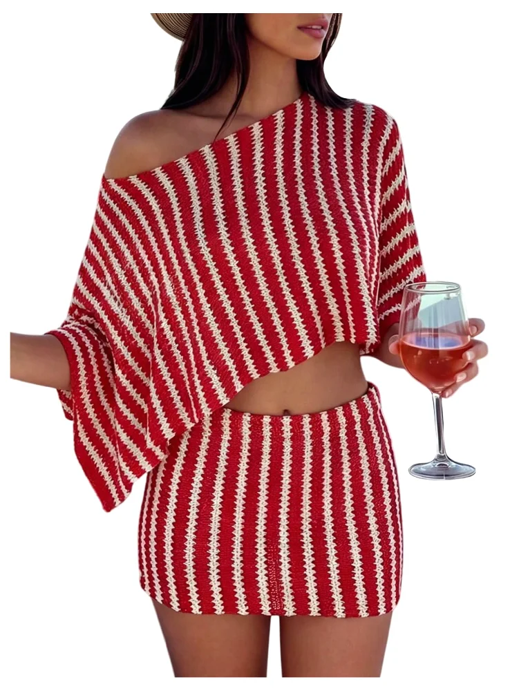 MAKEMECHIC Striped Beach Cover-Up