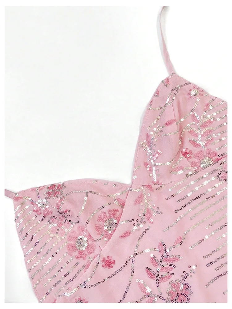 MAKEMECHIC Floral Sequin Sparkly Skirt Set, view 3
