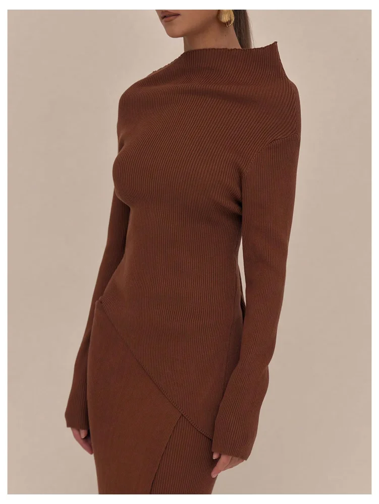 MAKEMECHIC Long Sleeve Knit Asymmetrical Sweater, view 3
