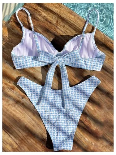 MAKEMECHIC Plaid Low Rise Cheeky Bikini Set, view 2