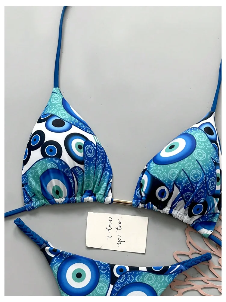 MAKEMECHIC Triangle Tie Backless Bikini Set, view 2