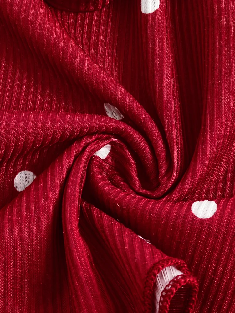MAKEMECHIC Polka Dot Side Slit Micro Pajamas, view 2
