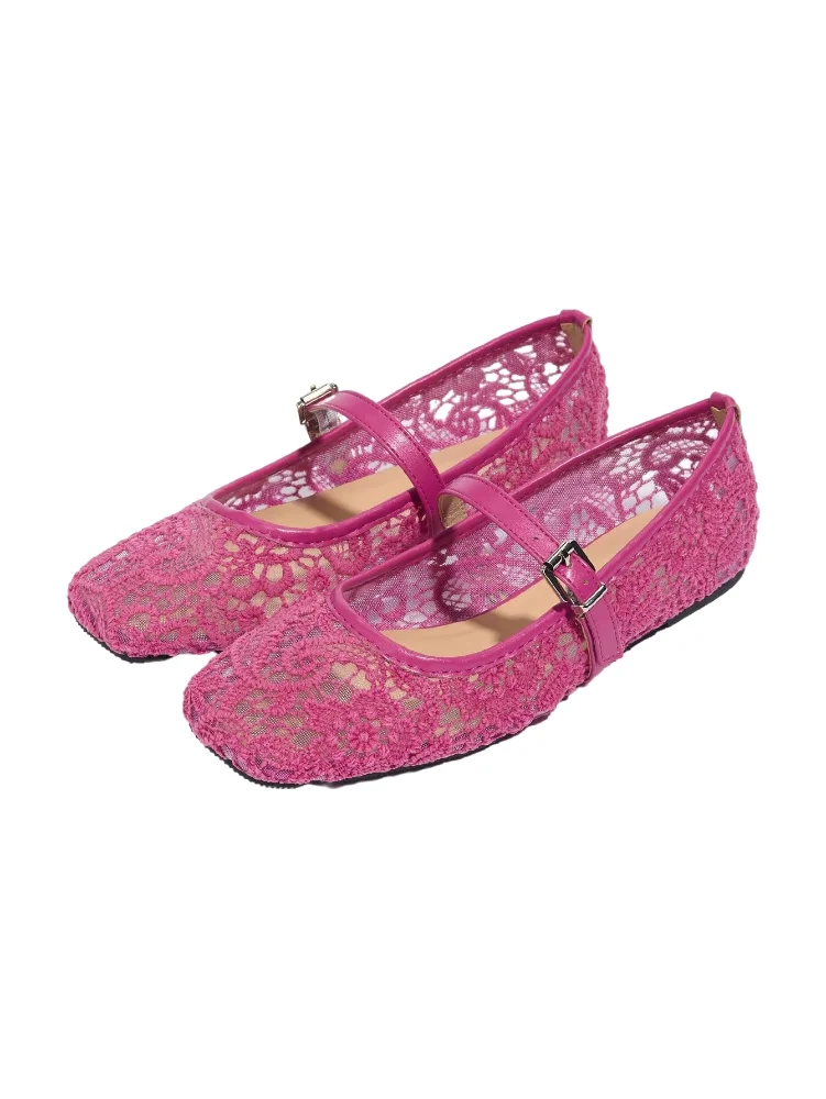 MAKEMECHIC Floral Lace Ballet Flats