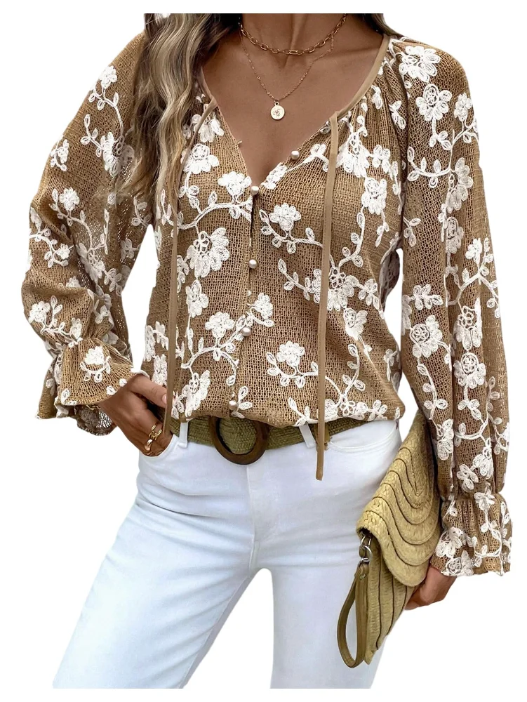 MAKEMECHIC Floral Button Down Long Shirt