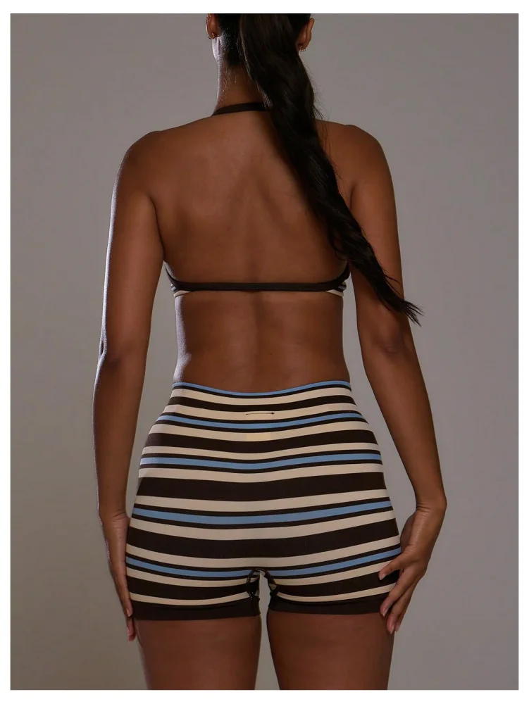 MAKEMECHIC Striped Sports Wireless Bra, view 3