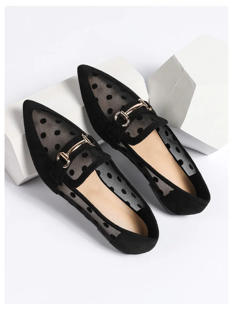 MAKEMECHIC Polka Dot Loafer Mesh Flats, view 3