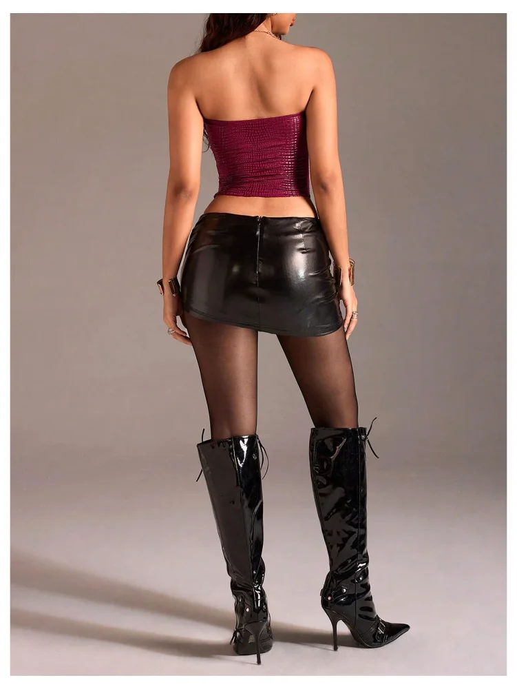 MAKEMECHIC Leather Tube Top, view 2