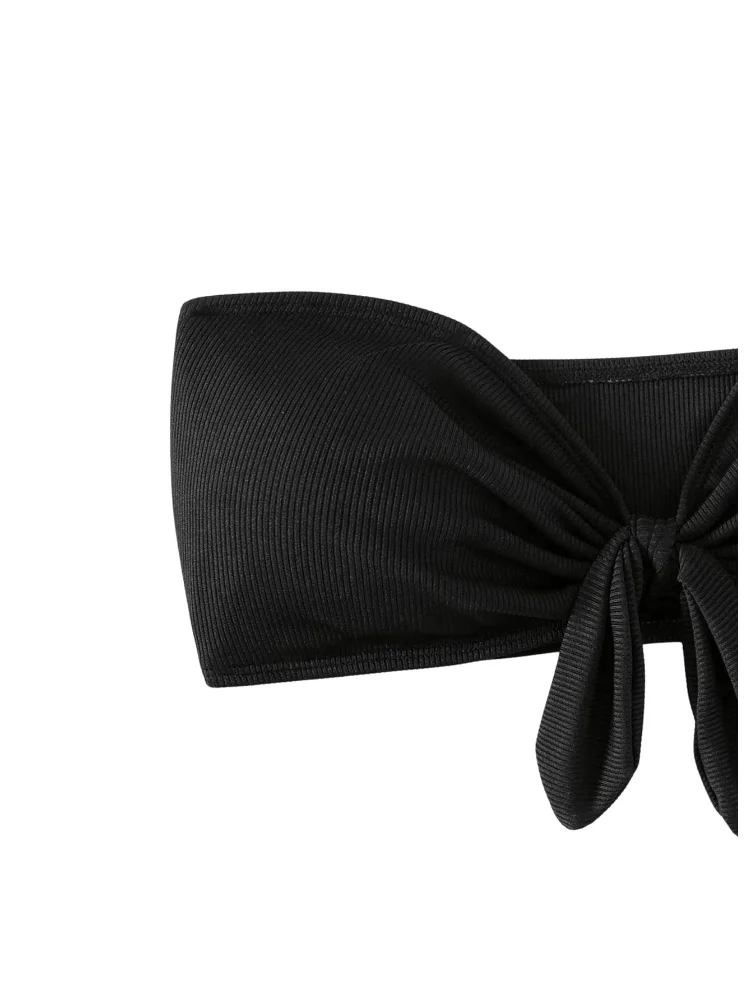 MAKEMECHIC Strapless Bandeau Knot Bikini Set, view 3