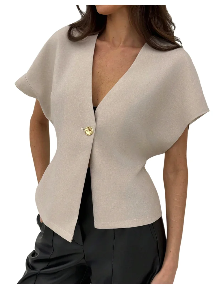 MAKEMECHIC V-Neck Blazer Single Jacket