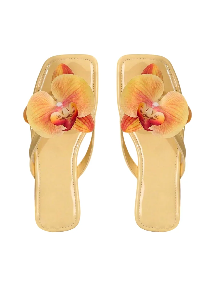 MAKEMECHIC Flower Flat Square Sandals