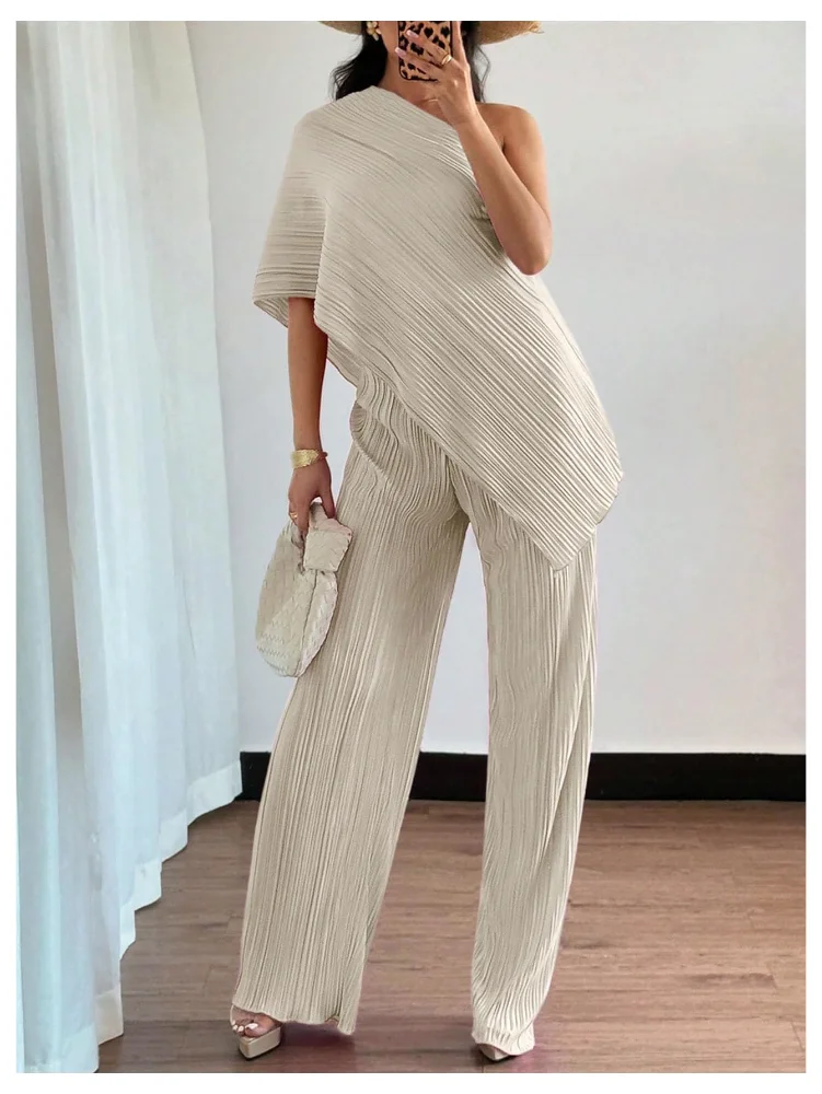 MAKEMECHIC Striped Asymmetrical Pants Set, view 3
