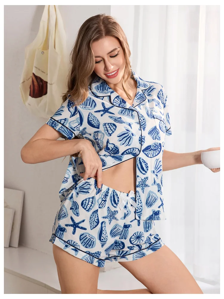 MAKEMECHIC Graphic Short Sleeve Button Down Pajamas, view 3